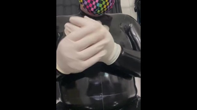 Latex Gloves And Catsuit