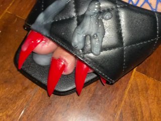 Long Toenails Claws In Mules And Fishnets Covered In Sperm