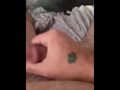 Pulling hard on my cock to make it cum