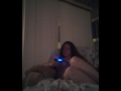 Cute Brunette Gamer Girl Smoking Cigarettes and Plays PlayStation Part 2