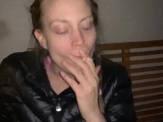 Outdoor Smoking And Blowjob To Cim