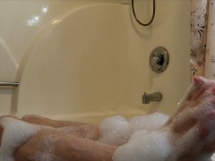 naked bubble bath feet