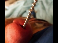 Pulling plus 20 inches of chain out of my cock and almost getting stuck