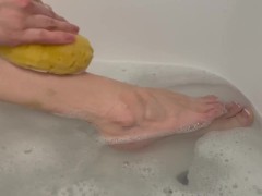 ASMR Washing feet in bubble bath