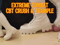 White Combat Boots CBT and Trample - Ballbusting
