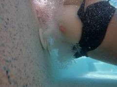 Amateur Blonde Teen Shows her Huge Wet Tits Underwater in Public Jacuzzi (Hard Nipples) | BustyMia4K