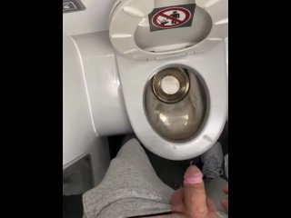 Pissing In A Public Plane Restroom Shy Bladder Crowed Flight Moaning Felt So Fucking Good!