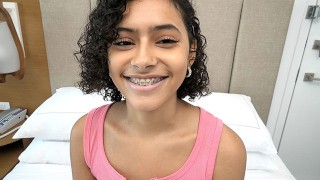 Puerto Rican 18-Year-Old Puerto Rican With Braces Makes Her First Pornographic Film