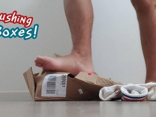 Step Gay Dad - Crushing Boxes! - Flatten Like A Pancake Under The Crushing Force Of A Meaty Foot