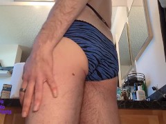 Inserting butt plug and wearing my blue panties!