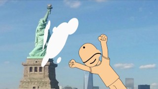 Grounded Penis Cums All Over The Statue Of Liberty