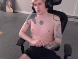 Tattooed Blond Gamer Jerks Off (Cum)