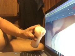 Watching porn with pussy and duck fucking close up and cumming hard
