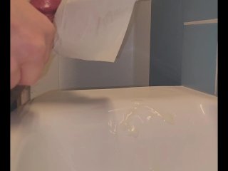 0.25 Slow-Motion Of Public Bathroom Cum Into Sink