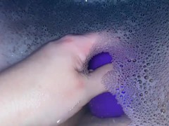 Bubble bath masturbation with my clit sucking rose