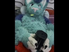 Aeko playes with Bad Dragon Muzzle