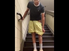 Caught Jerking Hung BBC in Public Stairwell Part 1