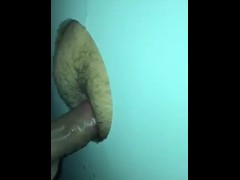 Fucking bare in the glory hole  with my husband Creampied
