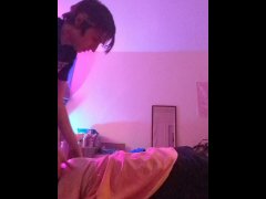 Trans top thrusting a butt plug in ftm ass passionate