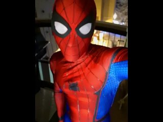 Spiderman Jerks Off On Public Balcony)