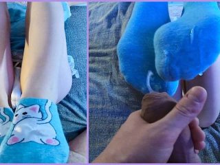 Cum On Feet In Socks After Perfect Wet Pussy Fuck. Perfect Close Up Footjoob. Foot Fetish