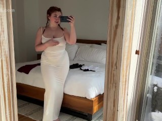 Thick Redhead Isla Moon Slutty Dress Try on - Busty Girl Trying on See Through Dresses
