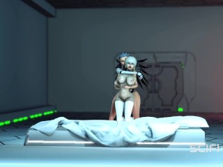 A hot young space girl gets fucked by female android futanari