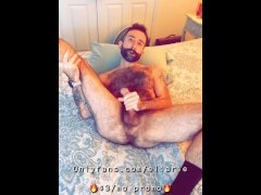Showing off my hairy furry ass and cock exposed and stroking teaser