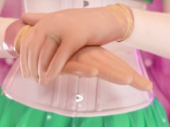 Latex sounding ASMR video: 3 layers of medical gloves... sexy pin up MILF Arya Grander