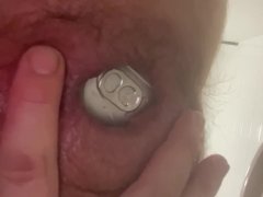 My greedy ass makes a beer disappear all the way without lube. Amateur anal Gape. Objects insertions