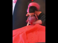 Trans girl playing with a doll