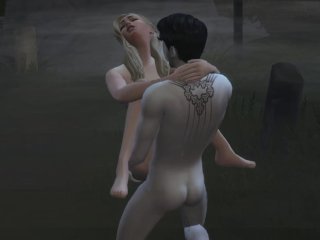 Sims 4 PornHot Blonde Babe Fucks Vampire Guy In Graveyard