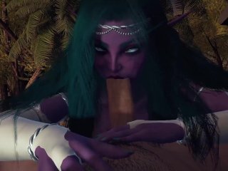Night Elf Princess Give You A Blowjob In The Garden Pov 3D Porn