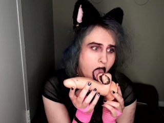 Goth Trans Cat Girl Gets Her Lipstick All Over Master's Cock