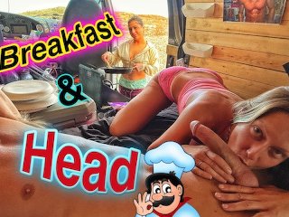 Breakfast And Head Threesome While Camping