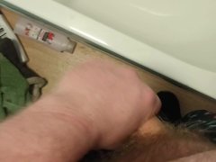 Quick wank and cum emptying sack