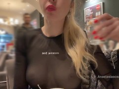 My nipples became hard under a see-through blouse in a crowded cafe.