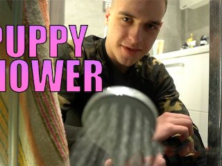 Puppy Training - Shower With Owner Ends With Facial Cumshot