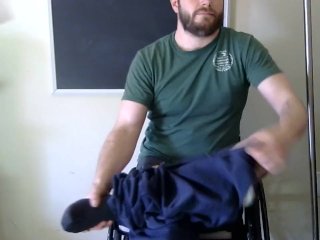 Wheelchair Guy Changes Clothes,Legs Spasm