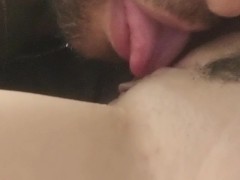 Eating her sweet latina pussy right after we shower