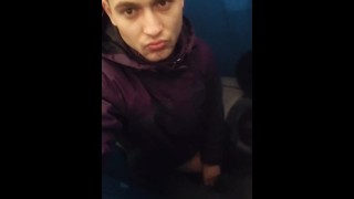 Boy licking public toilets