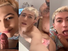 Yum yum my sweet suga daddy! Sweet twink with daddys cock in moth and boi pusyy