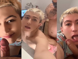 Yum Yum My Sweet Suga Daddy! Sweet Twink With Daddys Cock In Mouth And Boi Pussy