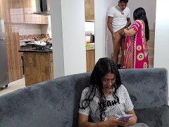 My stepmother sucks my dick on the stairs while my stepsister is distracted