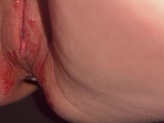 Fucked from behind on Period and Creampie