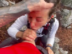 Suck Stranger cock in Forest and Swallowed her cum