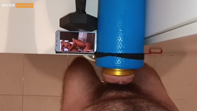 Watching Two Women - Porn Video - moments of fucking fleshlight of a virgin guy while he's watching  two black women having sex