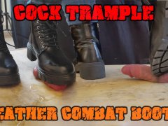Crushing his Cock in Combat Boots Black Leather - CBT Bootjob with TamyStarly - Ballbusting
