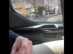 cock chasing in the car outside