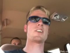 Dick eating blonde teen rides coed cock